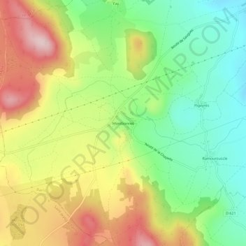 Mapa topográfico Montbonnet, altitud, relieve