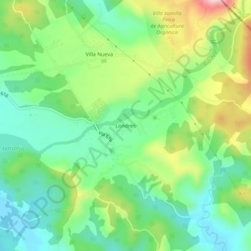 Mapa topográfico Londres, altitud, relieve