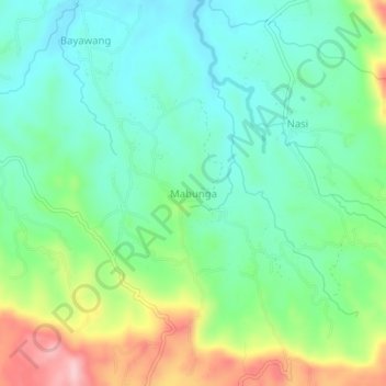 Mapa topográfico Mabunga, altitud, relieve