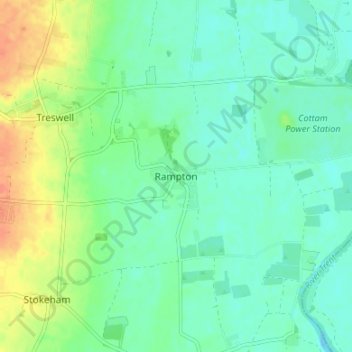 Mapa topográfico Rampton, altitud, relieve