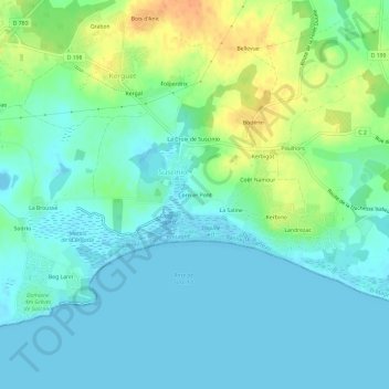 Mapa topográfico Corn er Pont, altitud, relieve