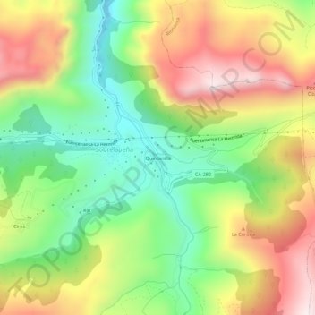 Mapa topográfico Quintanilla, altitud, relieve