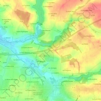 Mapa topográfico Crespel, altitud, relieve