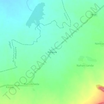 Mapa topográfico Rampura, altitud, relieve