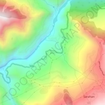 Mapa topográfico Jeori, altitud, relieve