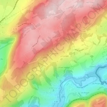 Mapa topográfico Cernembert, altitud, relieve