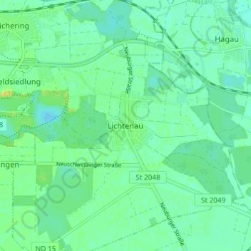 Mapa topográfico Lichtenau, altitud, relieve