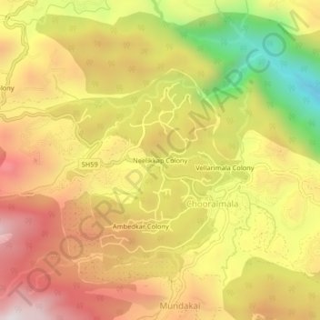 Mapa topográfico Neelikkap Colony, altitud, relieve