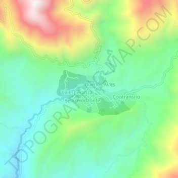 Mapa topográfico Rioblanco, altitud, relieve