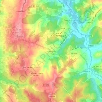 Mapa topográfico Imaginário, altitud, relieve