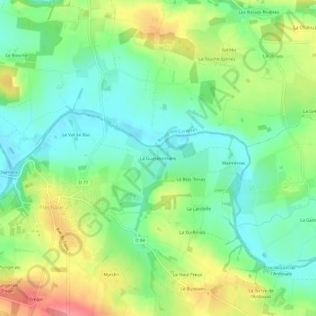 Mapa topográfico La Guesdonnière, altitud, relieve