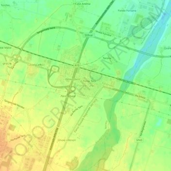 Mapa topográfico Ponte Taro, altitud, relieve