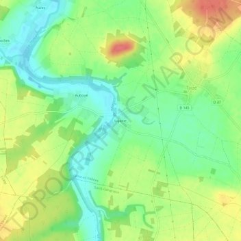 Mapa topográfico Ligaine, altitud, relieve