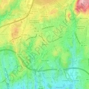 Mapa topográfico Bicesse, altitud, relieve