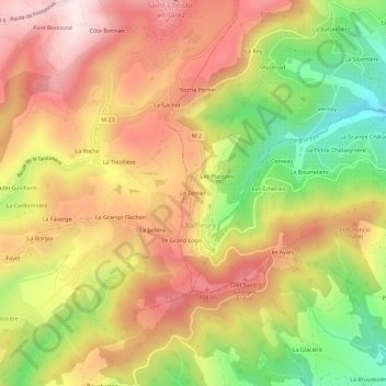 Mapa topográfico Le Terrier, altitud, relieve