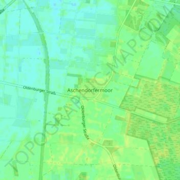 Mapa topográfico Aschendorfermoor, altitud, relieve