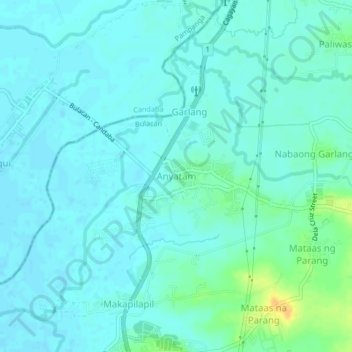Mapa topográfico Anyatam, altitud, relieve