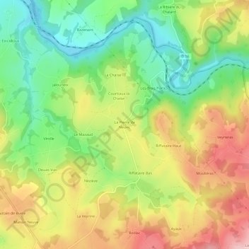 Mapa topográfico La Pierre de Neuvic, altitud, relieve