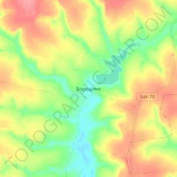 Mapa topográfico Бородино, altitud, relieve
