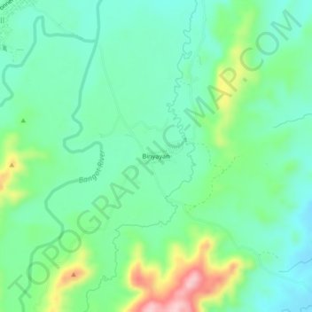Mapa topográfico Binyayan, altitud, relieve