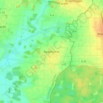 Mapa topográfico Raderhorst, altitud, relieve