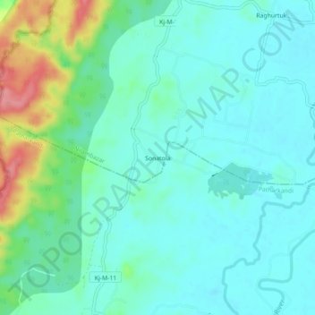 Mapa topográfico Sonatola, altitud, relieve