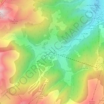 Mapa topográfico Le Planay, altitud, relieve