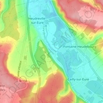 Mapa topográfico Lalonde, altitud, relieve