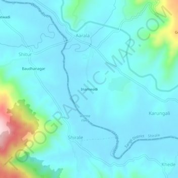 Mapa topográfico Inamwadi, altitud, relieve
