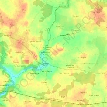 Mapa topográfico Le Palastre, altitud, relieve