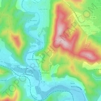 Mapa topográfico Castillon, altitud, relieve