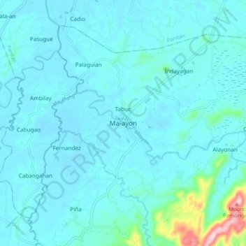 Mapa topográfico Ma-ayon, altitud, relieve