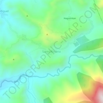 Mapa topográfico Santo Rosario, altitud, relieve