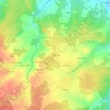 Mapa topográfico Les Touches, altitud, relieve
