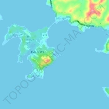 Mapa topográfico San Roque, altitud, relieve