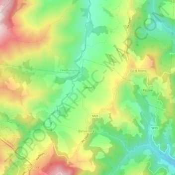 Mapa topográfico Tomba, altitud, relieve