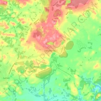 Mapa topográfico Falconbridge, altitud, relieve