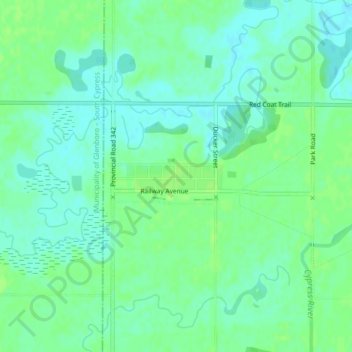 Mapa topográfico Cypress River, altitud, relieve