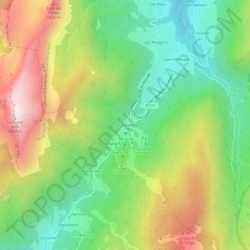 Mapa topográfico Le Planolet, altitud, relieve
