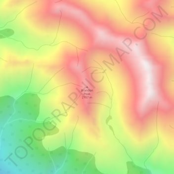 Mapa topográfico Brandon Peak, altitud, relieve