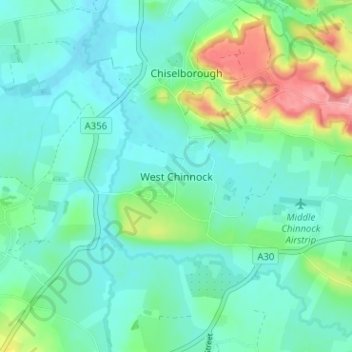 Mapa topográfico West Chinnock, altitud, relieve