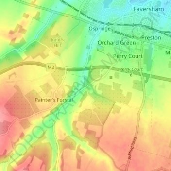Mapa topográfico Whitehill, altitud, relieve