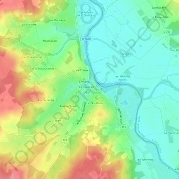 Mapa topográfico Les Ecoles, altitud, relieve