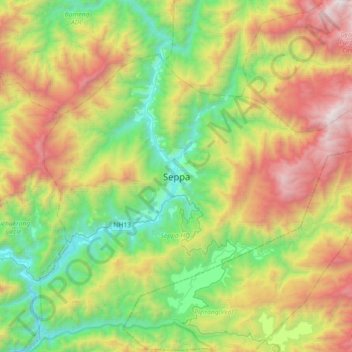 Mapa topográfico Seppa, altitud, relieve