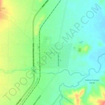 Mapa topográfico Palmar Chico, altitud, relieve