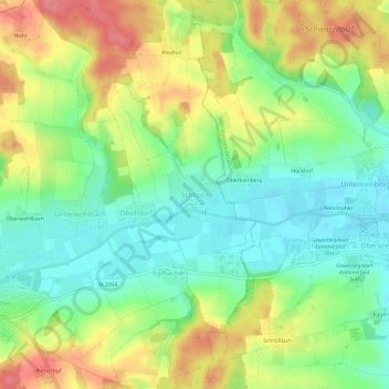 Mapa topográfico Schlipps, altitud, relieve