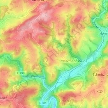 Mapa topográfico Engeldorf, altitud, relieve