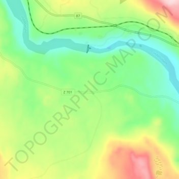 Mapa topográfico Kilen, altitud, relieve