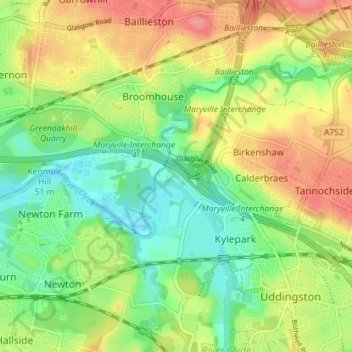 Mapa topográfico Maryville, altitud, relieve