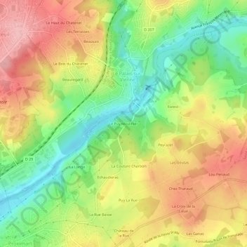 Mapa topográfico Le Puy Moulinier, altitud, relieve